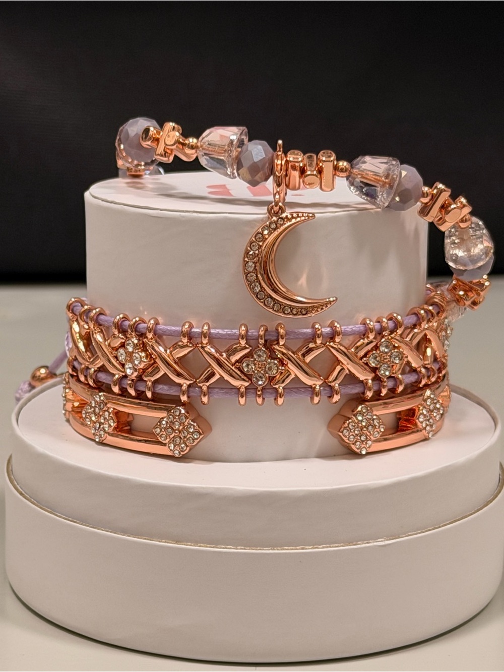 Bomb Party NWT! Lilac and Rose Gold Crescent Moon Bracelet Stack